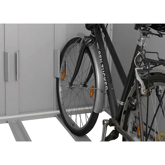 Proregal Garage 2er-Fahrradgarage - Metall, Hellgrau - Fahrradaufbewahrungssystem mit sicherem Halt für Fahrräder, einfache Handhabung und platzsparende Lagerung.