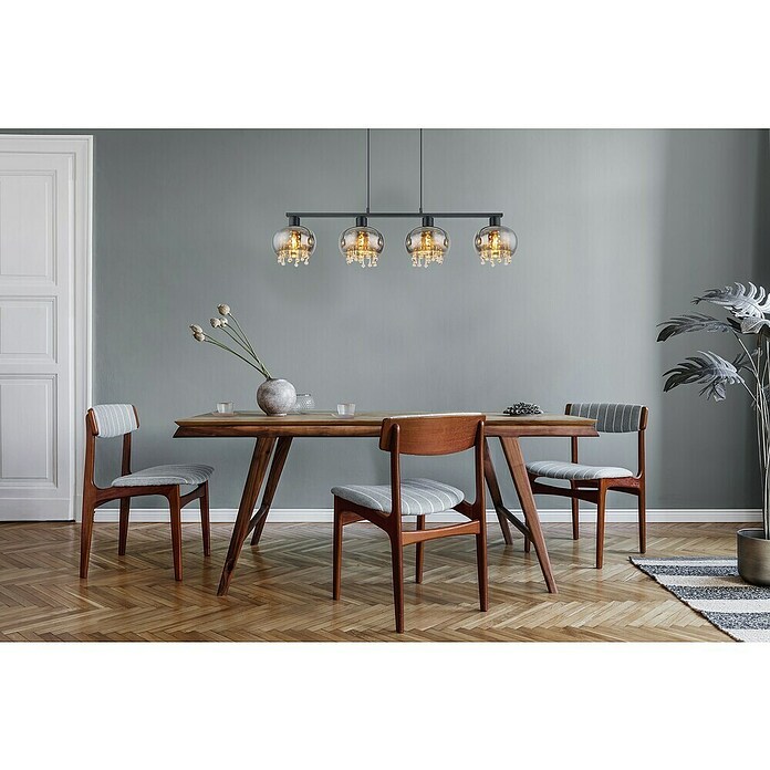 Globo Pendelleuchte Corry (L x B x H: 1 140 x 210 x 1 200 mm, Glas, Rauchfarbig, Schwarz, E27) | BAUHAUS
