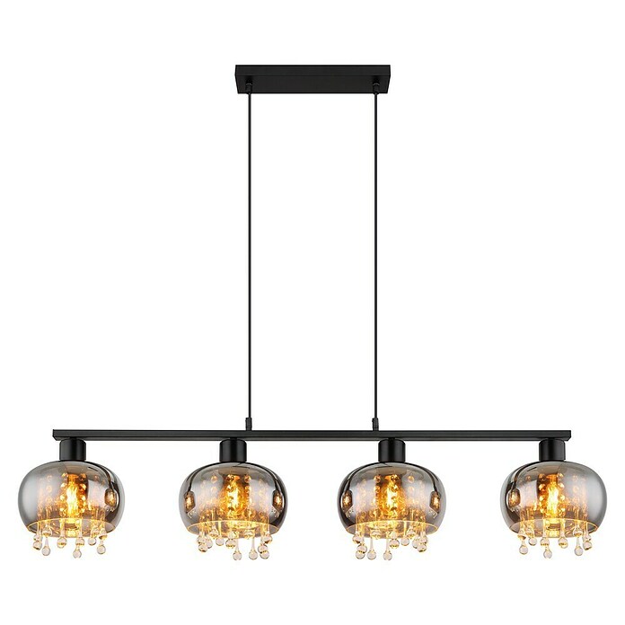 Globo Pendelleuchte Corry (L x B x H: 1 140 x 210 x 1 200 mm, Glas, Rauchfarbig, Schwarz, E27) | BAUHAUS