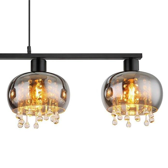 Globo Pendelleuchte Corry (L x B x H: 1 140 x 210 x 1 200 mm, Glas, Rauchfarbig, Schwarz, E27) | BAUHAUS