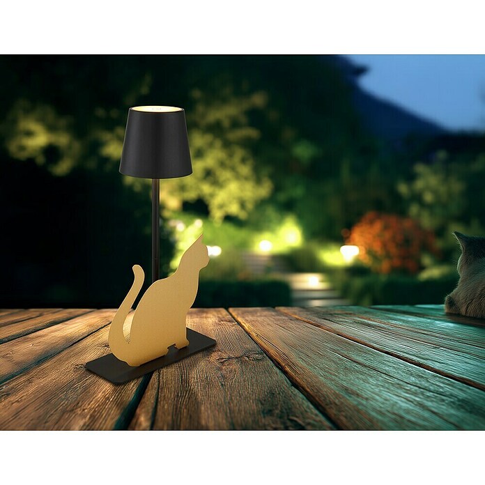 Globo LED-Tischleuchte Furri Katze (3 W, L x B x H: 200 x 106 x 347 mm, Schwarz/Gold, Matt, IP44) | BAUHAUS
