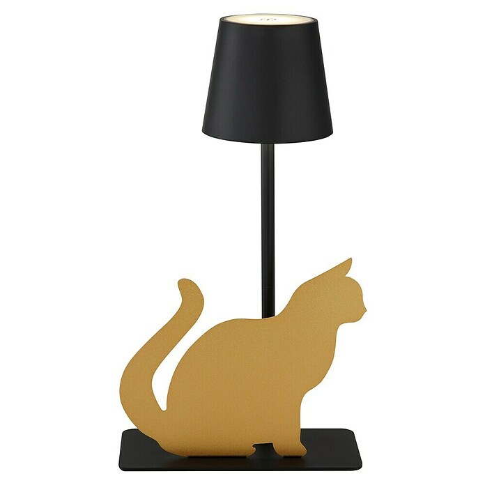 Globo LED-Tischleuchte Furri Katze (3 W, L x B x H: 200 x 106 x 347 mm, Schwarz/Gold, Matt, IP44) | BAUHAUS