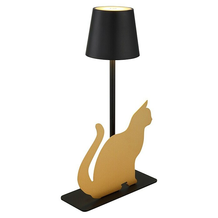 Globo LED-Tischleuchte Furri Katze (3 W, L x B x H: 200 x 106 x 347 mm, Schwarz/Gold, Matt, IP44) | BAUHAUS