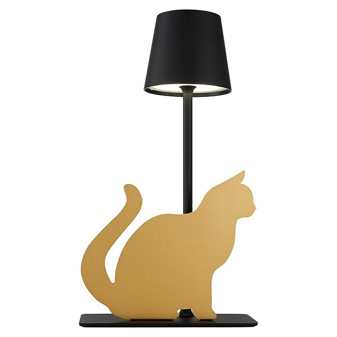 Globo LED-Tischleuchte Furri Katze (3 W, L x B x H: 200 x 106 x 347 mm, Schwarz/Gold, Matt, IP44) | BAUHAUS