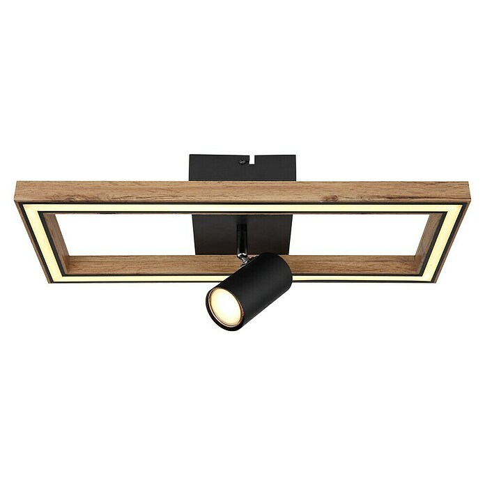 Globo Deckenleuchte Mandera (16 W, L x B x H: 500 x 200 x 145 mm, Schwarz/Holzoptik) | BAUHAUS