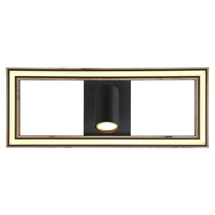 Globo Deckenleuchte Mandera (16 W, L x B x H: 500 x 200 x 145 mm, Schwarz/Holzoptik) | BAUHAUS