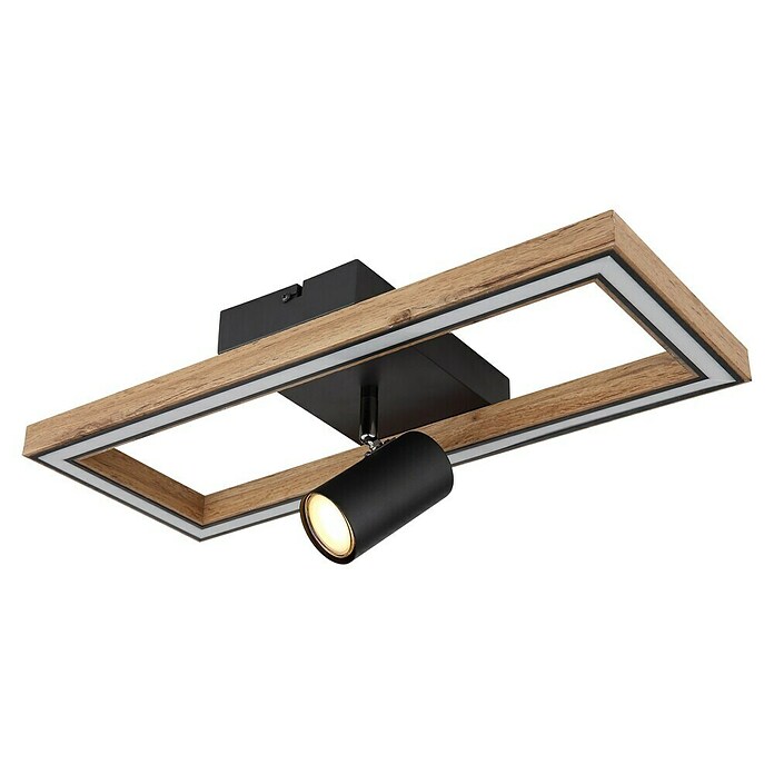 Globo Deckenleuchte Mandera (16 W, L x B x H: 500 x 200 x 145 mm, Schwarz/Holzoptik) | BAUHAUS