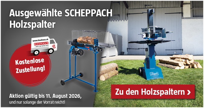 Aktion ausgewählte SCHEPPACH Holzspalter versandkostenfrei bis 02.12.2025