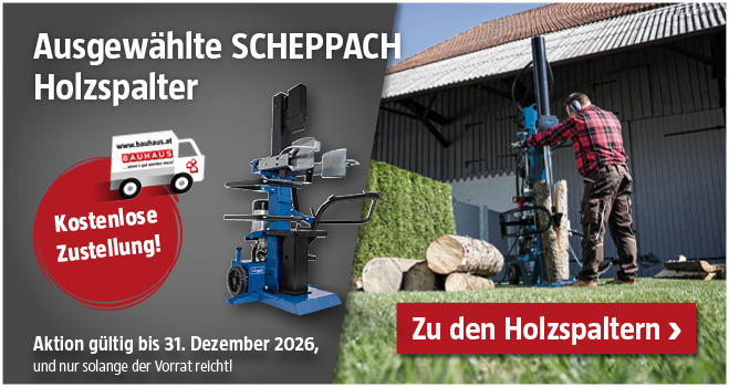 Aktion ausgewählte SCHEPPACH Holzspalter versandkostenfrei bis 02.12.2025