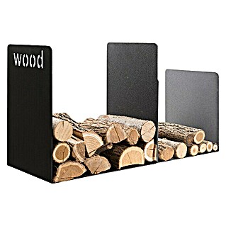 Holzkorb Wood duo (85,5 x 35 x 49,5 cm, Stahl, Schwarz)