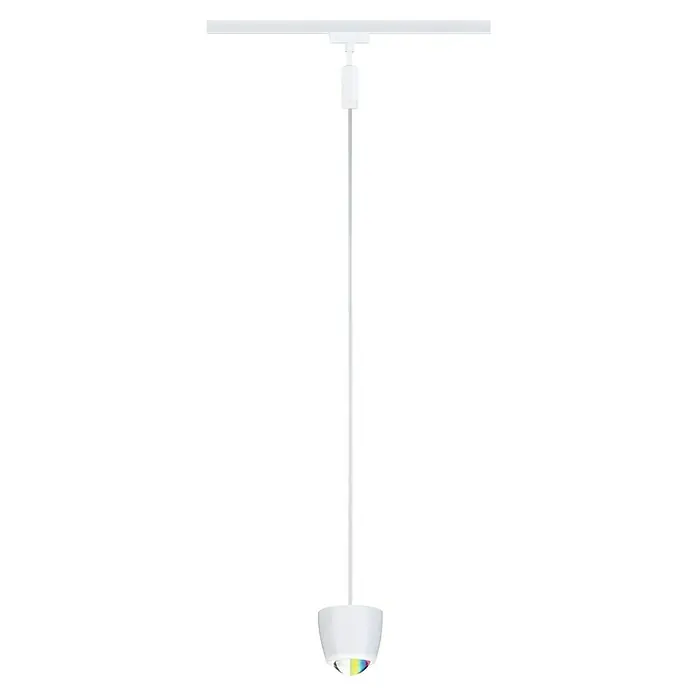 Paulmann URail LED-Pendelleuchte Tyros - 5,5 W, Ø x H: 10 x 10,3 cm, RGBW, Signalweiß - Weiße LED-Leuchte mit Deckenmontage. Die elegante Beleuchtungslösung für moderne Innenräume, bietet helles, effizientes Licht.