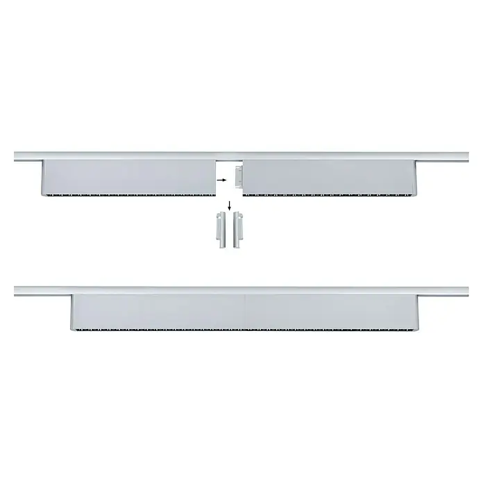 Paulmann URail LED-Lichtleiste Zelos - L x B x H: 2,3 x 37,2 x 7,4 cm, Lichtfarbe: Warmweiß, Chrom matt - Die Aufnahme zeigt eine LED-Leuchte in Weiß, die sich ideal für die Deckenmontage eignet und ein modernes Erscheinungsbild bietet.