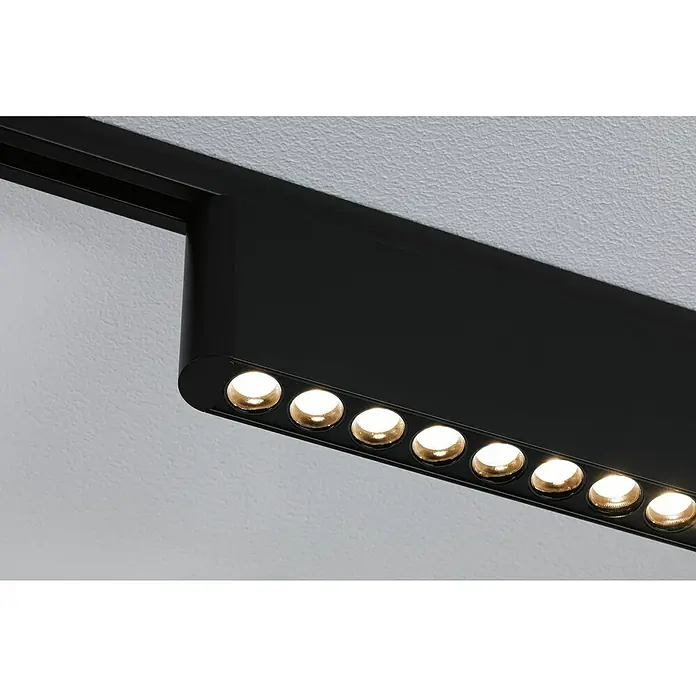 Paulmann URail LED-Lichtleiste Zelos - L x B x H: 2,3 x 37,2 x 7,4 cm, Lichtfarbe: Warmweiß, Schwarz matt - Deckenleuchte mit schwarzer Schiene und mehreren LED-Spots, die warmweißes Licht spenden. Modernes Design für Innenräume.