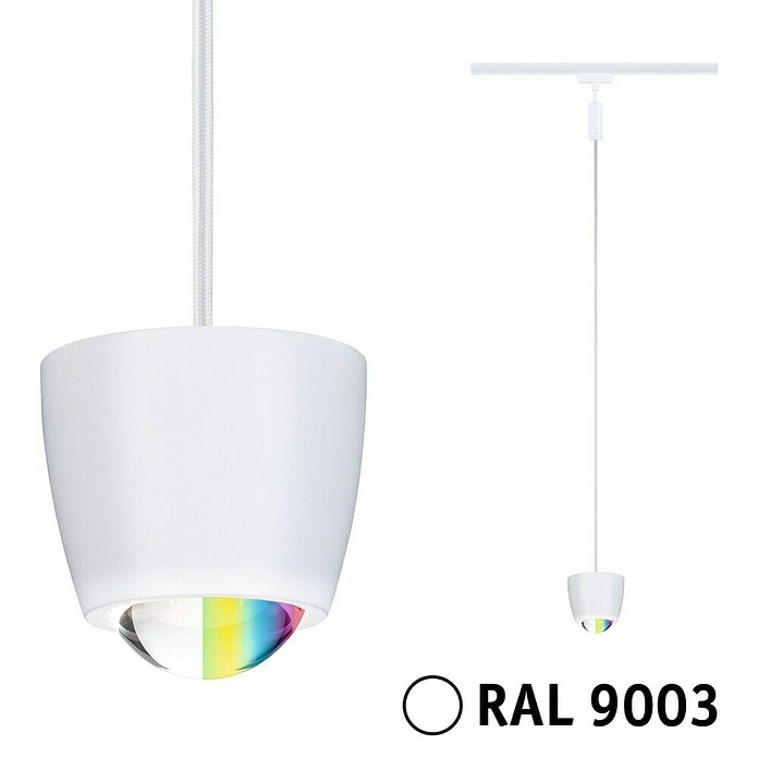 Paulmann URail LED-Pendelleuchte Tyros (5,5 W, Ø x H: 10 x 10,3 cm, RGBW, Signalweiß) | BAUHAUS