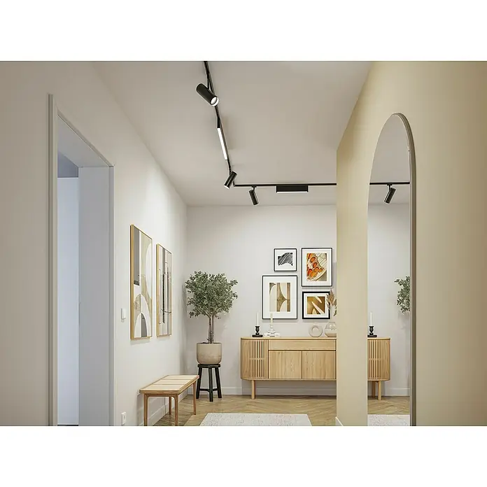 Paulmann URail LED-Spot Theron - 13 W, Schwarz, Neutralweiß, 6,2 x 20 cm, 4.000 K - Elegantes Interieur mit moderner Beleuchtung. Die schwarzen Strahler an der Decke setzen stilvolle Akzente im Raum.