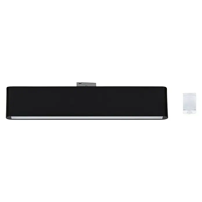 Paulmann URail LED-Lichtleiste Ceris - L x B x H: 2,3 x 37,2 x 7,4 cm, Lichtfarbe: Warmweiß, Schwarz matt, 3.000 K - Nahaufnahme eines schwarzen LED-Panels mit silbernem Rahmen, das modernes Design und hochwertige Beleuchtung vereint.