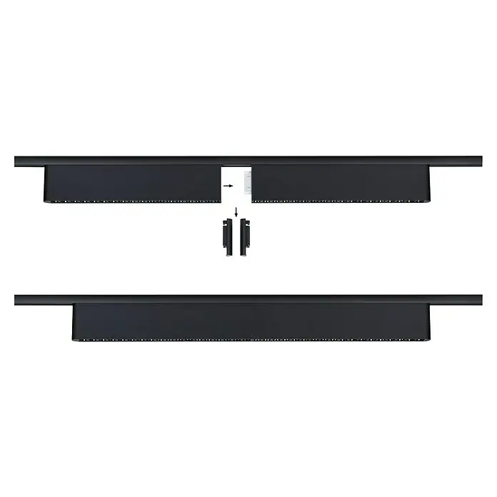Paulmann URail LED-Lichtleiste Zelos - L x B x H: 2,3 x 37,2 x 7,4 cm, Lichtfarbe: Warmweiß, Schwarz matt - Eine Nahaufnahme von Rollläden, die durch ein minimalistisches Design und hochwertige Materialien eine moderne Ästhetik bieten.