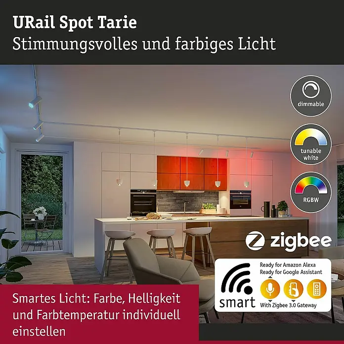 Paulmann URail LED-Spot Tarie - 5,5 W, 6 x 16,05 cm, Signalweiß - Das URail Spot Tarie Beleuchtungssystem mit stimmungsvollem, farbigem Licht für eine individuelle Atmosphäre.