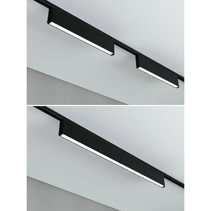 Paulmann URail Lámpara fluorescente LED Ceris - L x An x Al: 2,3 x 37,2 x 7,4 cm, Color de luz: Blanco neutro, Negro mate, 4.000 K - Lámparas de techo con riel negro.
