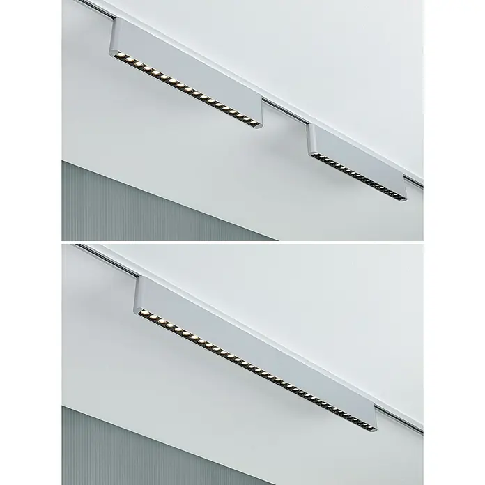 Paulmann URail LED-Lichtleiste Zelos - L x B x H: 2,3 x 37,2 x 7,4 cm, Lichtfarbe: Warmweiß, Chrom matt - Deckenleuchten mit linearem Design, eingebaut in ein Schienensystem, sorgen für moderne Beleuchtung und minimalistisches Flair in jedem Raum.