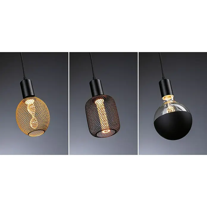Paulmann Lámpara colgante WD Ravi - 60 W, Ø x L: 8 x 150 cm, Negro, E27 - Estas tres lámparas colgantes modernas con bombillas decorativas añadirán toques elegantes a cualquier habitación.