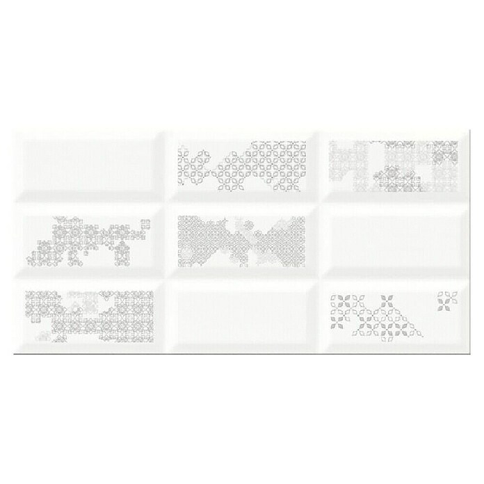 Cersanit Zidna pločica Naris Inserto Patchwork  (60 x 29,7 cm, Bijela, siva, Sjaj) | BAUHAUS