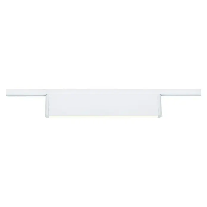 Paulmann URail LED-Lichtleiste Ceris - L x B x H: 2,3 x 37,2 x 7,4 cm, Lichtfarbe: Warmweiß, Signalweiß, 3.000 K - Nahaufnahme einer weißen Küchendeckenhaube mit schlankem Design und integrierter Beleuchtung für moderne Küchen.