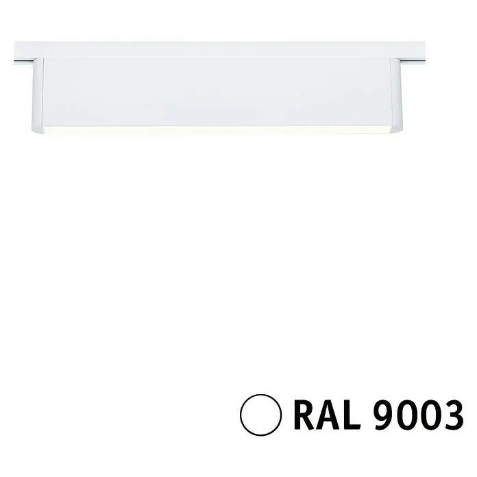 Paulmann URail LED-Lichtleiste Ceris - L x B x H: 2,3 x 37,2 x 7,4 cm, Lichtfarbe: Warmweiß, Signalweiß, 3.000 K - Nahaufnahme einer weißen Deckenleuchte, die modernes Design und Funktionalität vereint.
