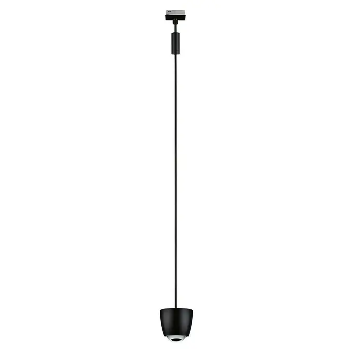 Paulmann URail LED-Pendelleuchte Tyros - 5,5 W, Ø x H: 10 x 10,3 cm, RGBW, Schwarz matt - Eine schlanke, schwarze Hängeleuchte mit minimalistischem Design, ideal für moderne Innenräume, sorgt für elegantes Licht und stilvolle Atmosphäre.