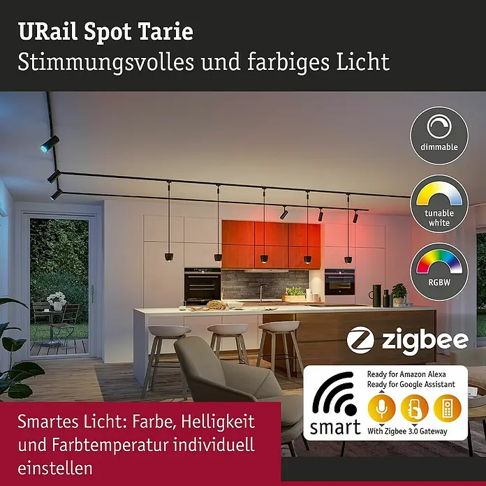 Paulmann URail LED-Spot Tarie - 5,5 W, 6 x 16,05 cm, Schwarz - URail Spot Tarie: Stimmungsvolle und farbige Beleuchtung für Ihr Zuhause, dimmbar und mit tunable white Funktion.