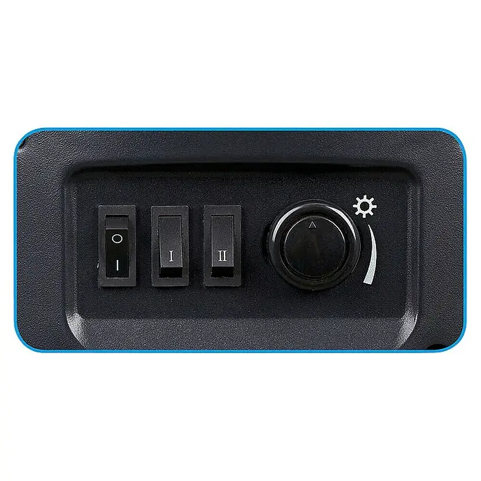 Fulmo Chimenea eléctrica Barcelona - 2.000 W, Negro, 41 x 41 x 64,5 cm - La unidad de control negra cuenta con tres interruptores y un mando para personalizar la configuración fácilmente.