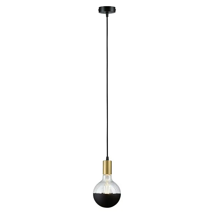 Paulmann Pendelleuchte Ravi - 60 W, Ø x L: 8 x 150 cm, Schwarz/ Gold, E27 - Pendelleuchte mit schwarzem Schirm, goldener Fassung und transparentem Glas für stilvolle Beleuchtung im Raum.