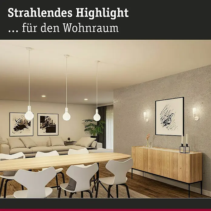 Paulmann Pendelleuchte Ravi - 60 W, Ø x L: 8 x 150 cm, Weiß, E27 - Strahlendes Highlight für den Wohnraum: Die Pendelleuchten setzen moderne Akzente über dem Esstisch und erhellen den Raum stilvoll.
