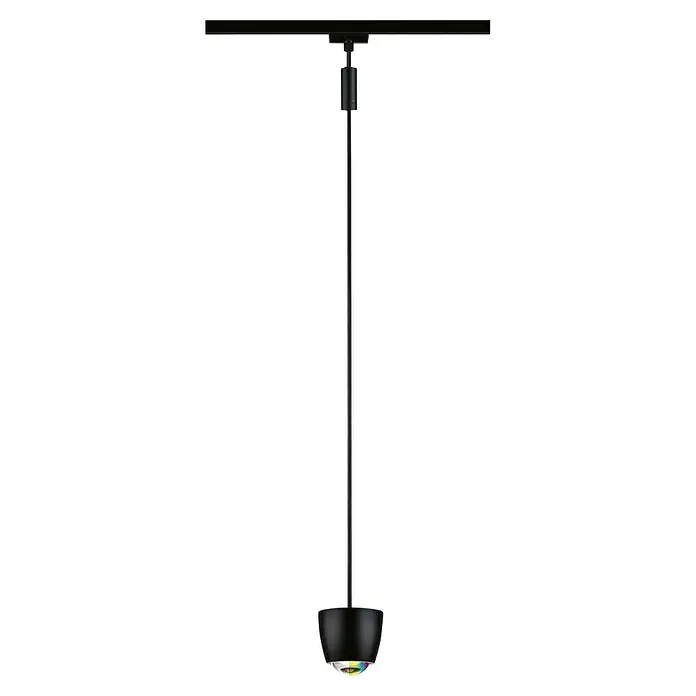 Paulmann URail LED-Pendelleuchte Tyros - 5,5 W, Ø x H: 10 x 10,3 cm, RGBW, Schwarz matt - Ein schlichter, moderner Stehleuchte-Hängeleuchte-Hybrid in Schwarz, ideal für stilvolle Innenräume.