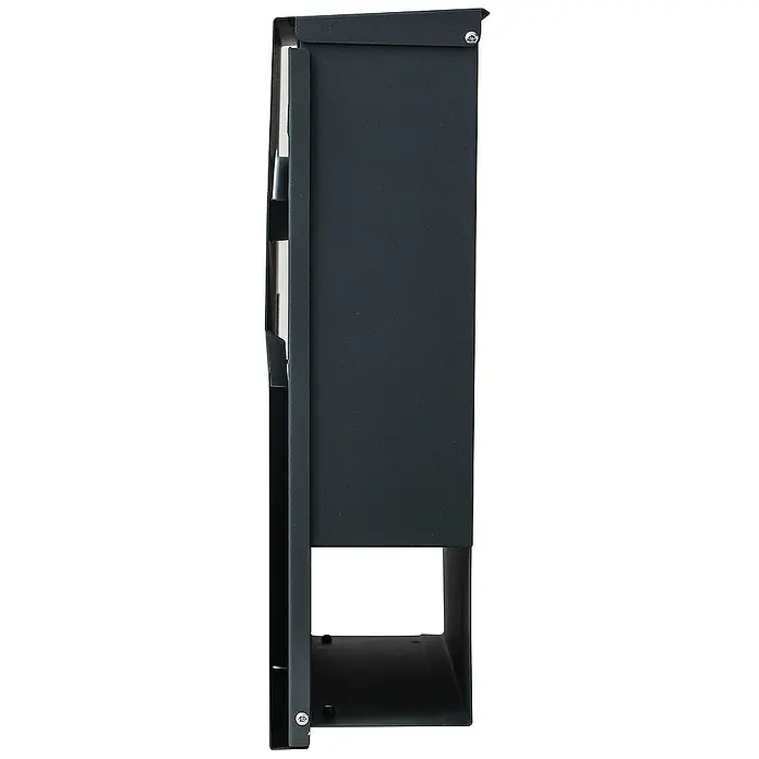 Proregal Wandbriefkasten Briefkasten - Anthrazit, Metall, Zeitungsfach - Seitenansicht eines modernen Briefkastens aus anthrazitfarbenem Metall mit minimalistischem Design. Der Briefkasten ist robust und wetterfest.