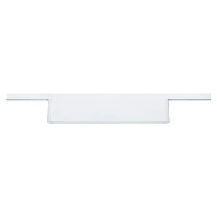 Paulmann URail LED-Lichtleiste Ceris - L x B x H: 2,3 x 37,2 x 7,4 cm, Lichtfarbe: Neutralweiß, Signalweiß, 4.000 K - Nahaufnahme eines weißen Whiteboards mit minimalistischem Design, perfekt für Büros oder Klassenzimmer.