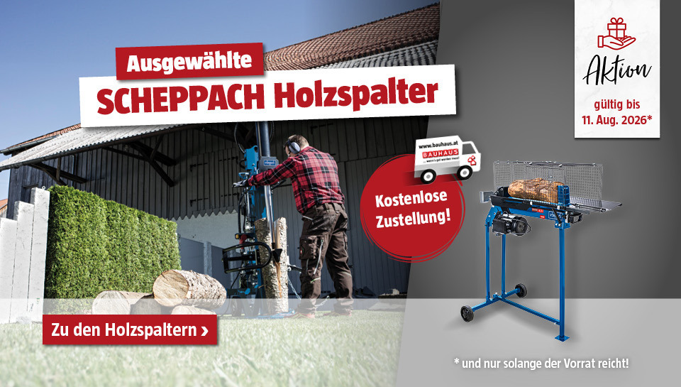Ausgewählte Scheppach Holzspalter versandkostenfrei bis 02.12.2025 in Aktion