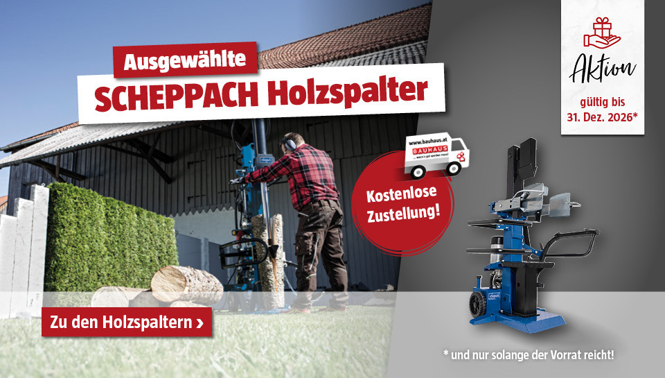 Ausgewählte Scheppach Holzspalter versandkostenfrei bis 02.12.2025 in Aktion