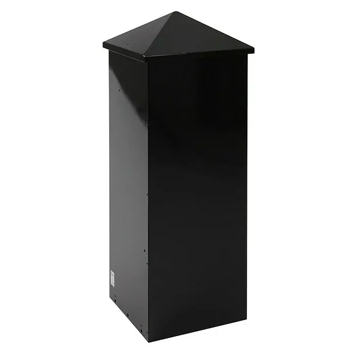 Proregal Wandbriefkasten aus Metal - L x B x H: 39 x 39 x 108 cm, Schwarz, Metall - Bild einer schwarzen Briefkasten-Säule mit quadratischem Sockel und pyramidenförmigem Dach, die Funktionalität und elegantes Design vereint.
