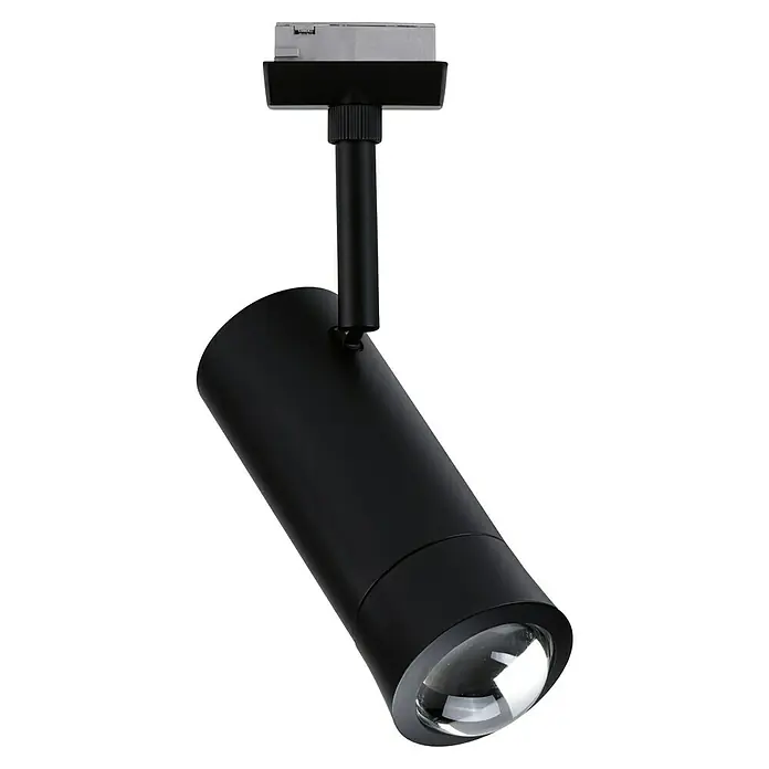 Paulmann URail LED-Spot Tarie - 5,5 W, 6 x 16,05 cm, Schwarz - Nahaufnahme einer schwarzen LED-Deckenleuchte, die ein fokussiertes Licht für moderne Innenräume bietet.