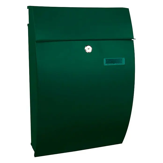 Proregal Wandbriefkasten Geronan mit Namensschild - Grün, Metall, Namensschild - Grüner Briefkasten mit Schloss und Sichtfenster für Post. Ideal für den Empfang von Briefen und kleinen Paketen.