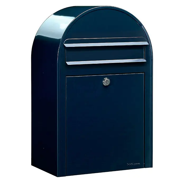 Proregal Wandbriefkasten Miami - Blau, Metall - Elegantes blaues Briefkastendesign. Moderner Briefkasten mit glänzender Oberfläche und sicherer abschließbarer Tür für Post und Pakete.