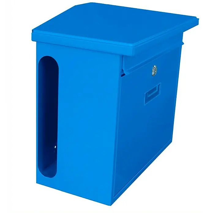 Proregal Wandbriefkasten Zamoran aus verzinktem Stahl mit Namensschild - Blau, Stahl, Namensschild - Blaue Metall-Zeitungsbox zur sicheren Aufbewahrung von Zeitungen und Post. Robustes Design für den Außenbereich.