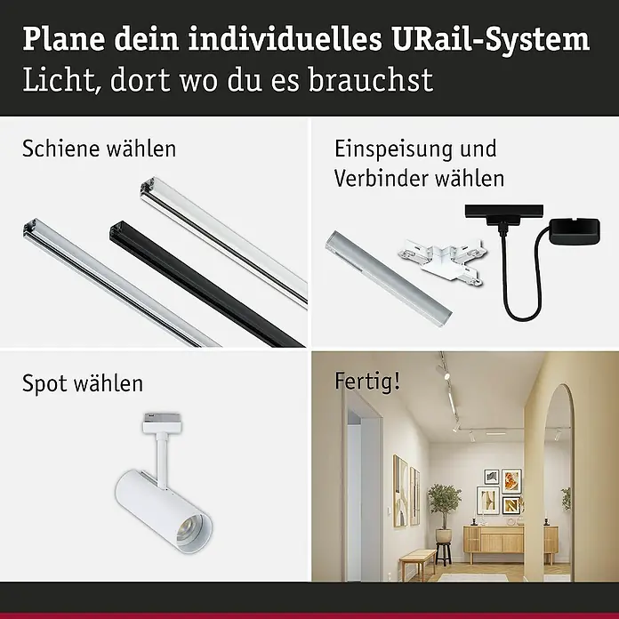 Paulmann URail LED-Spot Theron - 13 W, Signalweiß, Warmweiß, 6,2 x 20 cm, 3.000 K - Gestalte dein URail-System: Schienen, Einspeisung/Verbinder, Spots. Wähle aus und kreiere dein individuelles Lichtkonzept. Fertig!