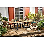 Sunfun Pauline Gartenmöbel-Set (9 -tlg., Aluminium, Teak, Polyrattan, Akazie, Hellbraun/Anthrazit) | BAUHAUS