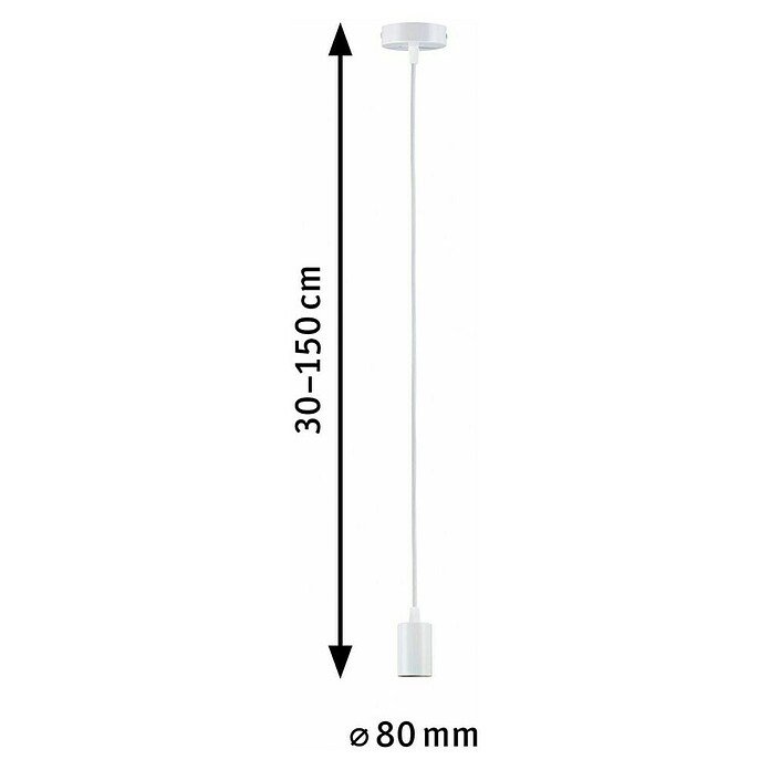 Paulmann Lámpara colgante WD Ravi (60 W, Ø x L: 8 x 150 cm, Blanco, E27) | BAUHAUS