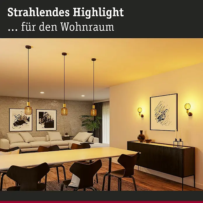 Paulmann Pendelleuchte Ravi - 60 W, Ø x L: 8 x 150 cm, Schwarz/ Gold, E27 - Stimmungsvolle Pendelleuchten und Wandleuchten setzen Wohnräume gekonnt in Szene und sorgen für ein angenehmes Ambiente.