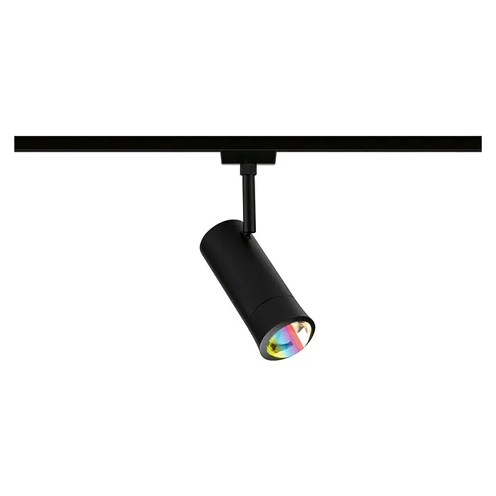Paulmann URail LED-Spot Tarie - 5,5 W, 6 x 16,05 cm, Schwarz - Schwarze LED-Deckenleuchte mit einem zylindrischen Lampenkopf und einem mehrfarbigen Lichtaustritt für eine moderne Beleuchtungslösung.