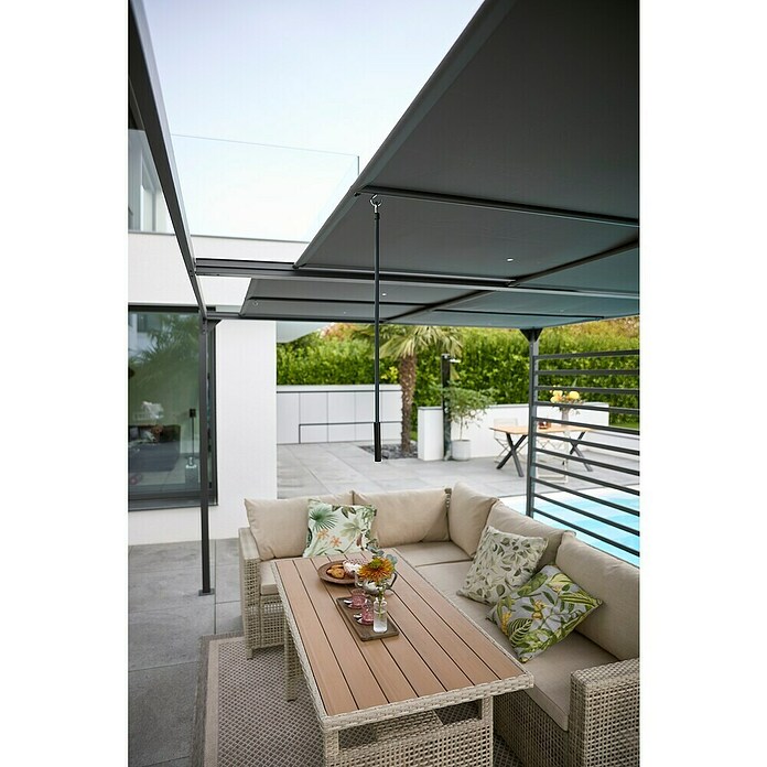 Raffpavillon (B x T: 400 x 300 cm, Farbe Gestell: Schwarz, Farbe Dach: Grau) | BAUHAUS