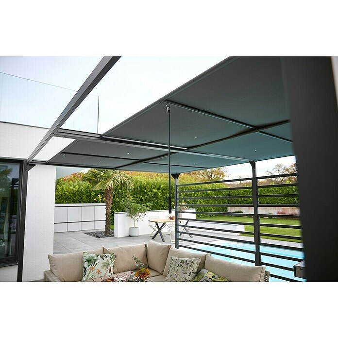 Raffpavillon (B x T: 400 x 300 cm, Farbe Gestell: Schwarz, Farbe Dach: Grau) | BAUHAUS